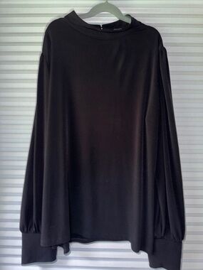 Ann Taylor Factory Black Long Sleeve Mock Neck Blouse